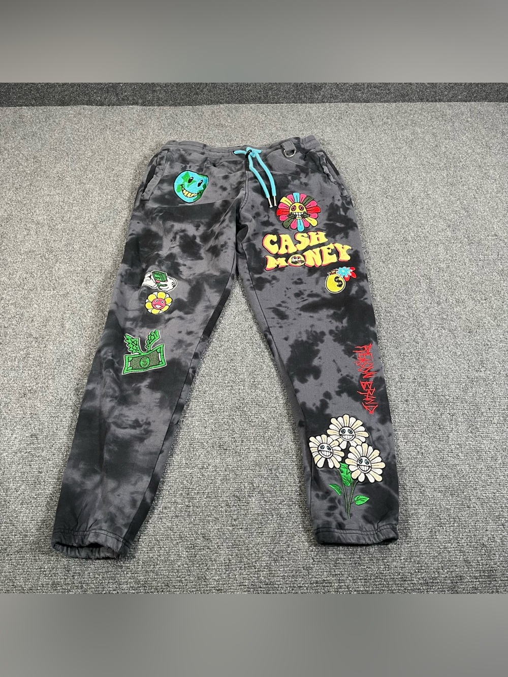 Designer Reason Cash Money Joggers Men’s Large Streetwear Tye Dye Embroidered